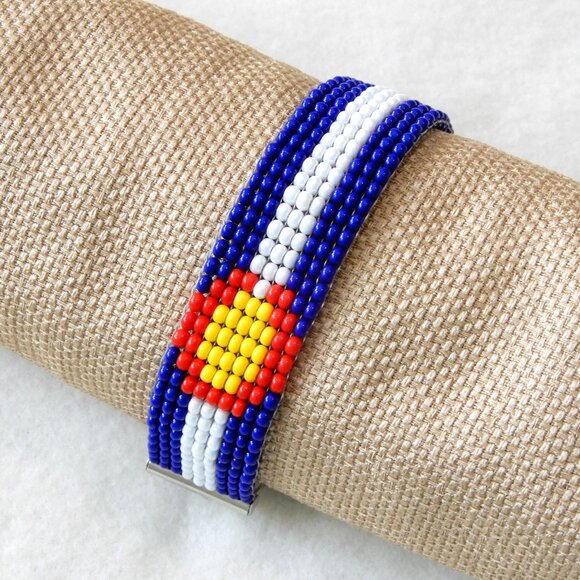 Colorado state flag bead bracelet, handmade, adjustable length - Picture 3 of 6